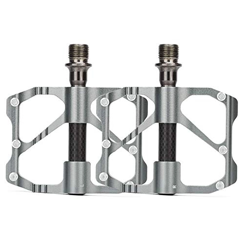Mountain Bike Pedal : GENFALIN Outdoor sports Bike Pedals Mountain Road Bike Pedals Machined Carbon Fiber Bearing Pedal MTB Cycling Cycle Platform Pedal 9 / 16 '' Bicycle Parts (Color : Silver, Size : Mountain Pedal)