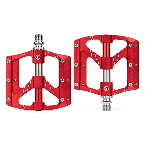 Mountain Bike Pedal : GENFALIN Outdoor sports Mountain Bike Pedals, Ultra Strong Aluminum Alloy Body 9 / 16" Cycling Sealed 3 Bearing Pedals for Mountain Road Cycling Bicycle Bicycle Parts (Color : Red)