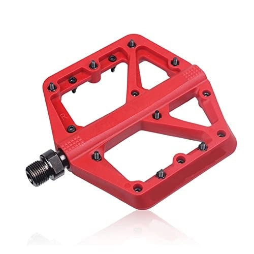 Mountain Bike Pedal : GENGGENG YEJIANGHUA Fit For Bicycle Pedals Mtb Nylon Platform Footrest Flat Mountain Bike Paddle Grip Pedalen Bearings Footboards Cycling Foot Hold (Color : Red)