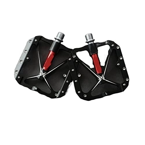 Mountain Bike Pedal : GENGGENG YEJIANGHUA Fit For Flat Bike Pedals MTB Road 3 Sealed Bearings Bicycle Pedals Mountain Bike Pedals Wide Platform Accessories Part (Color : X17 Black-Red)