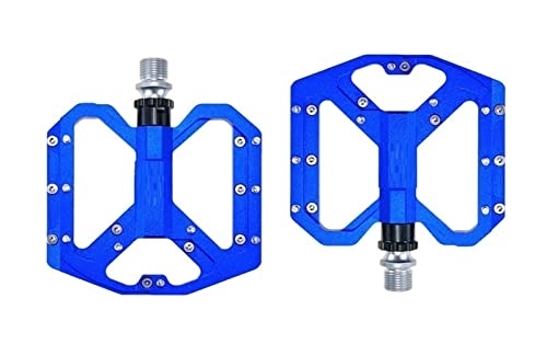 Mountain Bike Pedal : GENGGENG YEJIANGHUA Fit For Flat Foot Ultralight Mountain Bike Pedals MTB CNC Aluminum Alloy Sealed 3 Bearing Anti-slip Bicycle Pedals Bicycle Parts (Color : Blue)