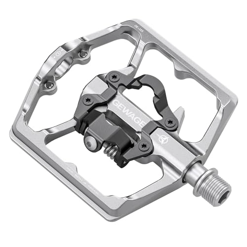Mountain Bike Pedal : GEWAGE Mountain Bike Pedals- Dual Function Bicycle Flat Pedals and SPD Pedals- 9 / 16" Platform Pedals Compatible with SPD for Road Mountain BMX Bike