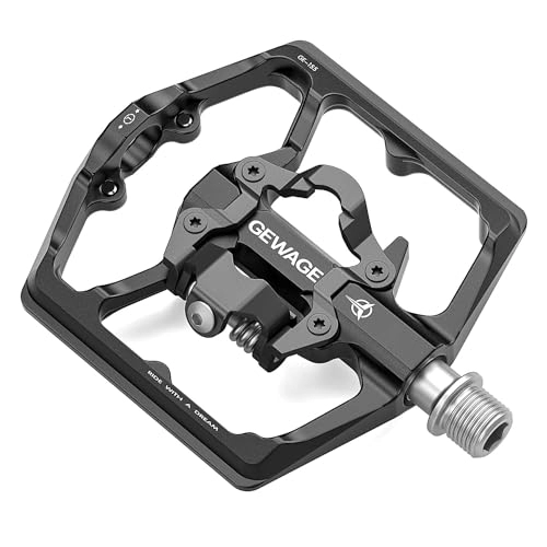Mountain Bike Pedal : GEWAGE Mountain Bike Pedals- Dual Function Bicycle Flat Pedals and SPD Pedals- 9 / 16" Platform Pedals Compatible with SPD for Road Mountain BMX Bike (Black)