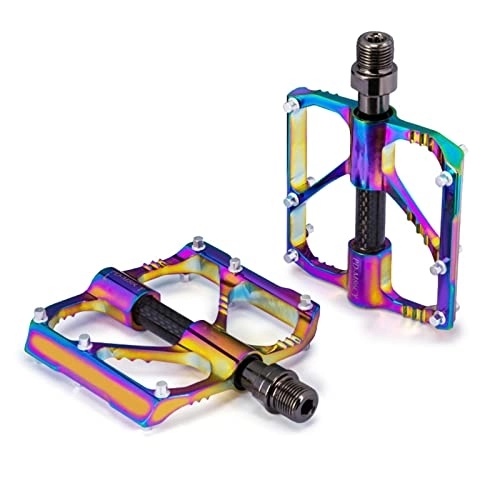 Mountain Bike Pedal : GFHTH Mountain Bike Pedals / Road Bike Pedals, Aluminum Alloy Cycling Pedals, Carbon Fiber Shaft Tube, Chrome Molybdenum Steel Shaft, 6 Anti-Skid Steel Spikes, Mountain