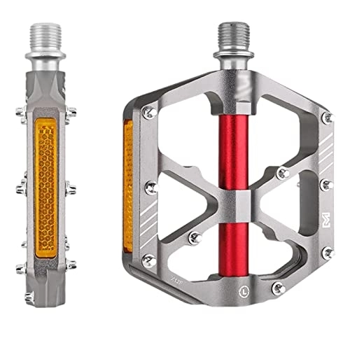 Mountain Bike Pedal : GFHYBP Bike Pedals 9 / 16 Inch, Bicycle Pedals with Reflectors, 3 Sealed Bearings Mountains Pedals Wide Platform Pedals, Titanium