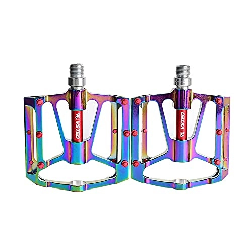 Mountain Bike Pedal : GGCG 1 Pair Mountain Bike Pedals Ultralight Bicycle Pedal Anti-Slip MTB Bike pedal aluminum alloy CNC Milled 3 bearings anodize bicycle pedals riding accessories for road bicycle (Color : Bunte V18)