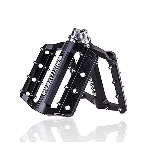Mountain Bike Pedal : GGCG Bicycle pedal road bike pedals, 9 / 16 inch axis CNC aluminum MTB Pedals, platform pedal for e-bike, mountain bike, trekking, road bike pedals (Color : Schwarz)