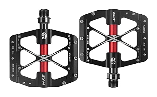 Mountain Bike Pedal : GGCG Bicycle pedals MTB Pedals Mountain Bike Pedals 3 Ball Bearing Aluminum CNC For most bike bicycles, BMX, MTB, Racing bikes, 9 / 16 inch spindle pedals (black)