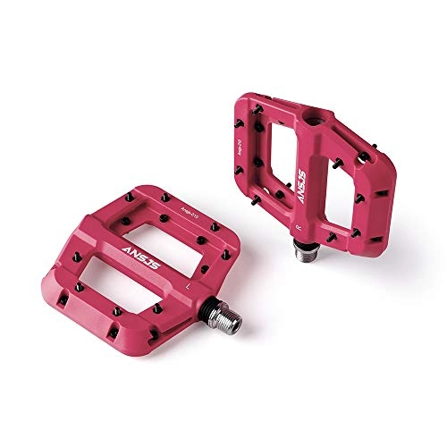 Mountain Bike Pedal : GHMOZ Outdoor sport Ansjs Wide Platform Bike Pedals Mountain Bike Pedals Lightweight Nylon Fiber Bicycle Platform Pedals for BMX MTB 9 / 16" (Color : Red)