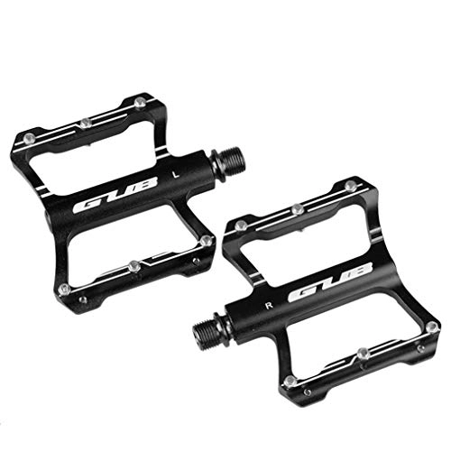 Mountain Bike Pedal : GJWHENS Mountain Bike Flat Pedals, Sealed Bearing Lightweight Aluminum Alloy Platform Bicycle Pedals, 9 / 16" MTB Pedals, Light Weight and Wide Platform, Black