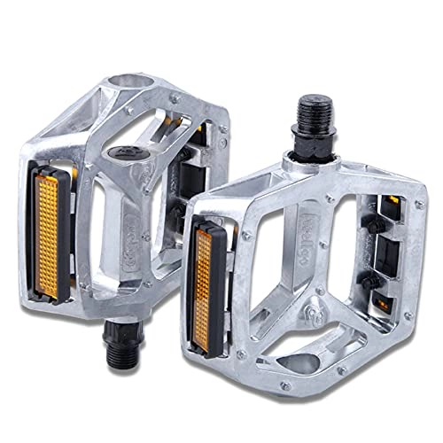 Mountain Bike Pedal : GOLDEN MANGO Bike Pedals, Flat Bicycle Pedal Sets, 9 / 16 Non-Slip Aluminum Replacement for Mountain Silver