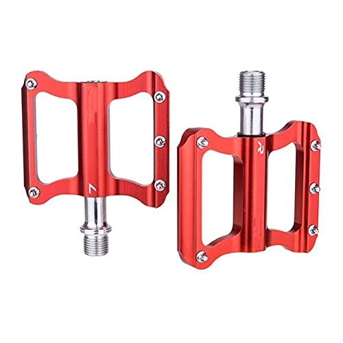 Mountain Bike Pedal : Goodvk Bike Pedals Mountain Bike Pedal Mountain Road Pedal Foot Ultralight Aluminum Alloy Bike Pedals Easy to Operate (Color : Red, Size : 13x11.5x5.4cm)