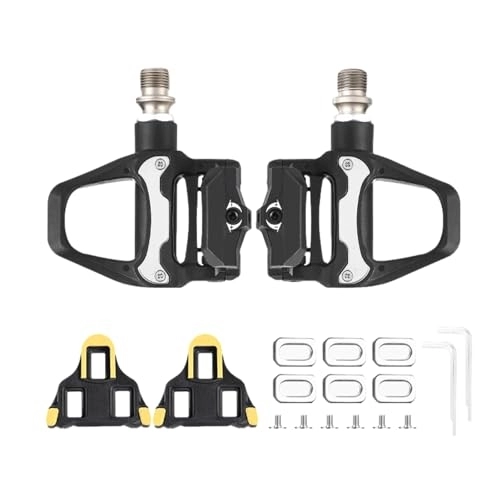 Mountain Bike Pedal : Goowafur Road Bike Pedals - Non-Slip Mountain Cycling Pedals | Bike Pedals with Locking Plates Reflective Straps for Spin, Exercise, Bike