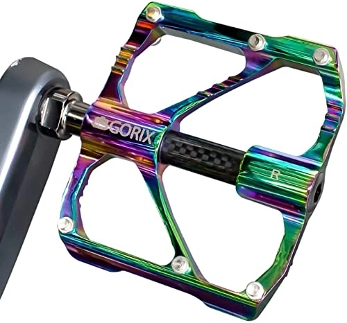 Mountain Bike Pedal : GORIX Bike Flat Pedals Oil Slick Wide CNC Lightweight With Non-slip Pin Spike Road Mountain MTB Bicycle (GX-FX61)