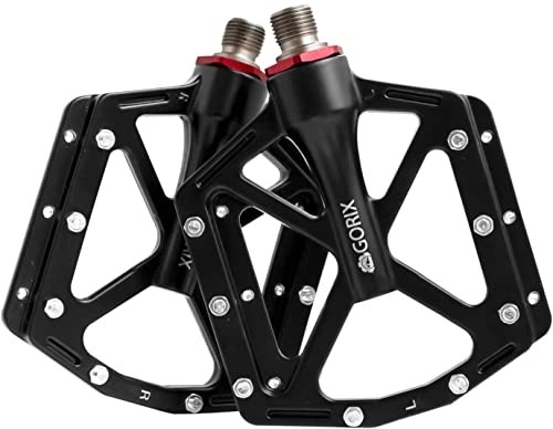 Mountain Bike Pedal : GORIX Bike Flat Pedals Thin Wide Lightweight with Non-Slip Spike Pin Road Mountain MTB Bicycle(GX-FY936)