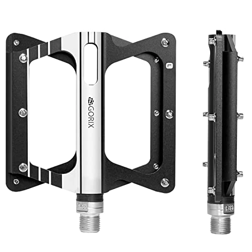 Mountain Bike Pedal : GORIX Bike Flat Pedals Wide CNC 3 Bbearings Lightweight Aluminum with Non-Slip Pin Spike Road Mountain MTB Bicycle (GX-FF306)