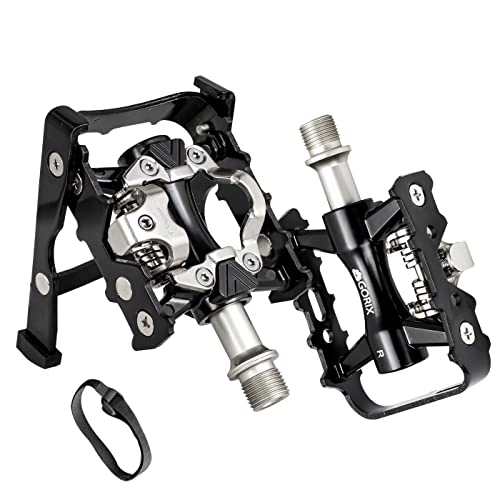 Mountain Bike Pedal : GORIX Bike Pedals Built-in Stand Pedal One Side Flat Binding Pedal Cleat Set Shimano SPD Compatible MTB Road Mountain Bicycle(GX-PMXK106)