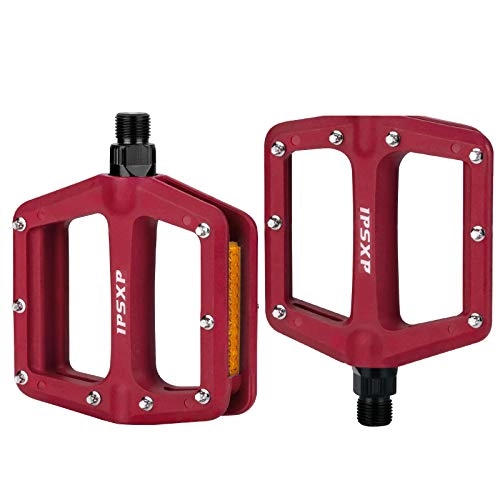 Mountain Bike Pedal : GPWDSN Bicycle Pedals, Pedals Mountain Bike Pedals Lightweight Nylon Fiber Bicycle Platform Pedals for BMX MTB 9 / 16" Red