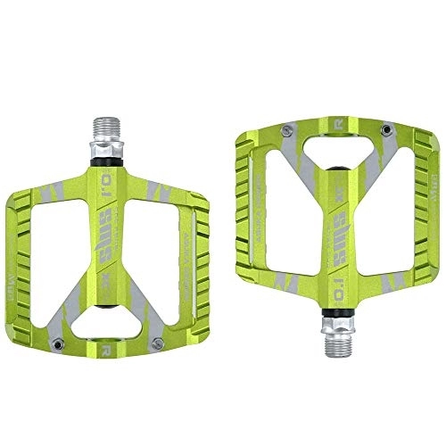 Mountain Bike Pedal : Green Bike Pedals - 9 / 16" Sealed Bearing Mountain Bicycle Flat Pedals, Lightweight Aluminum Alloy Wide Platform Mountain Road Bike Pedal for BMX / MTB