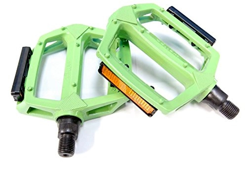 Mountain Bike Pedal : Green Wellgo Metal BMX Platform Pedals - 1 / 2" (1 piece crank)