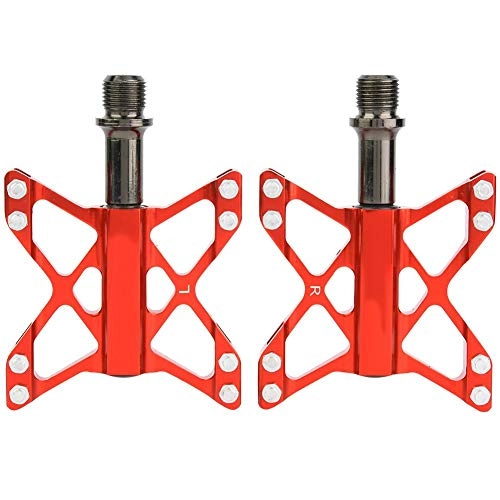 Mountain Bike Pedal : Growcolor Bike Lightweight Pedals One Pair Aluminium Alloy Mountain Road Bicycle Replacement Accessory(红色)