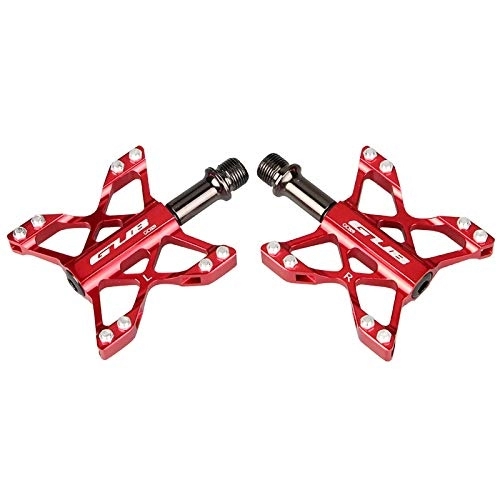 Mountain Bike Pedal : GRTE Bicycle Cycling Bike Pedals, Butterfly Type Lightweight Aluminium Anti-Slip Pedals 9 / 16" Chromoly Steel Axle Triple Bearing Construction for Mountain Folding Bicycles Road Bikes, Red