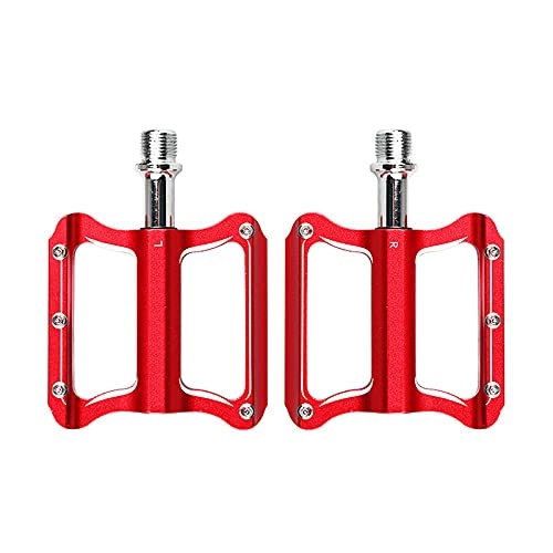 Mountain Bike Pedal : GSYNXYYA Bicycle Pedals, Durable Mountain Bike Flat Pedal Cleats, Aluminum Alloy Platform And Chrome Molybdenum Steel Shaft(M14), Red