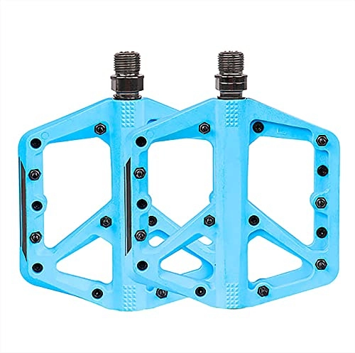 Mountain Bike Pedal : GSYNXYYA Bicycle Pedals, Nylon Fiber Bearing Non-Slip Pedal, Waterproof / Sturdy Durable, M14 Mountain / Road Bike Metal Pedals(5.3 * 4.3 * 0.5In), Blue