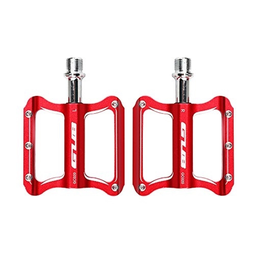 Mountain Bike Pedal : GUB Mountain Bike Pedals Aluminum Alloy Platform 9 / 16" Sealed Bearing Axle Antiskid Cycling Bicycle Pedals (red)