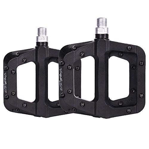 Mountain Bike Pedal : GUOLINGHUI Bike Cycling Pedals, new Nylon fiber Durable Non-slip Bicycle Pedal, 3 Bearings Pedals for 9 / 16 inch Bicycle Platform (Color : Black)