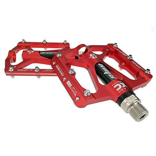 Mountain Bike Pedal : GUOLINGHUI Bike Pedals, 9 / 16inch Aluminum Bicycle Platform，Bearing Pedal For Road Mountain BMX MTB Bikes, 316g / 1 Pair Bicycle Platform (Color : Red)