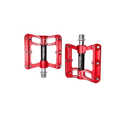 Mountain Bike Pedal : Guyuexuan Mountain Bike Pedals 9 / 16 Cycling 3 Pcs Sealed Bearing Bicycle Pedals, Multiple Colour The latest style, and durable (Color : Red)