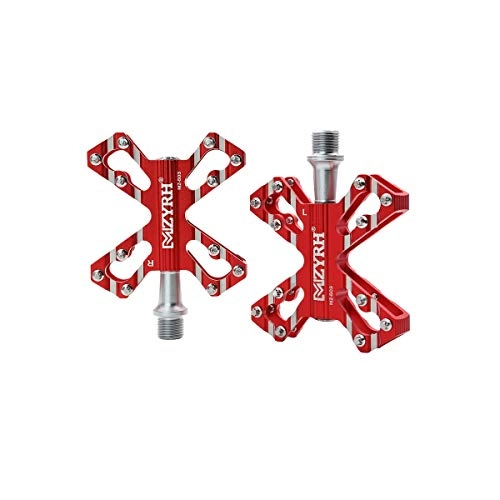 Mountain Bike Pedal : Guyuexuan Mountain Bike Pedals, Ultra Strong Colorful CNC Machined 9 / 16" Cycling Sealed 3 Bearing Pedals, Simple Design, Multiple Colors The latest style, and durable (Color : Red 2)