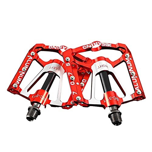 Mountain Bike Pedal : GYMNASTIKA Mountain Bike Pedals, 1Pair Bike Pedals Detachable Non-slip Aluminium Alloy 3 Bearing Ultralight Road Bicycle Pedal Cycling Accessories for Road Mountain Bike Red