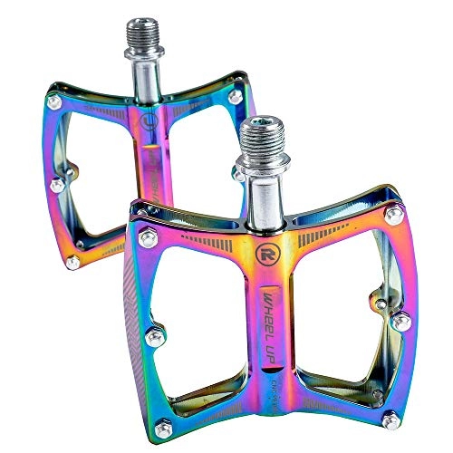 Mountain Bike Pedal : H-LML Bicycle pedal aluminum alloy bearing mountain pedal non-slip colorful foot pedal accessories