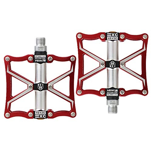 Mountain Bike Pedal : H-LML Pedal Bicycle Cycling Bike Pedals, New Aluminum Antiskid Durable Mountain Bike Pedals Road Bike With Free installation Tool, Red
