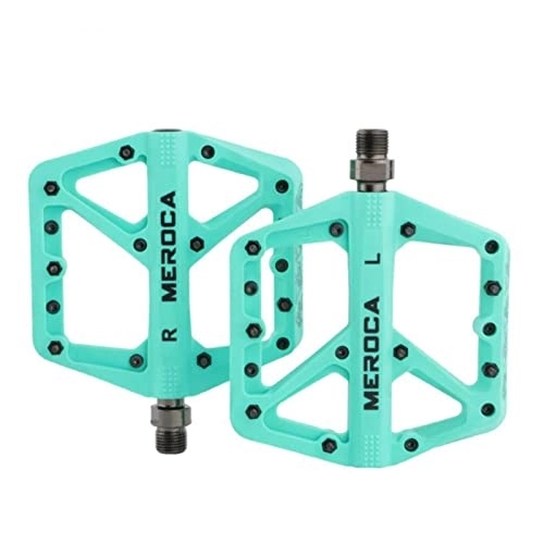 Mountain Bike Pedal : HAIBING Mountain Bike Pedal Nylon Fiber Non-slip Bike Platform Diverse Colors Pedal Bicycle Accessories Replacement upgrade accessories (Color : Bianchi green)