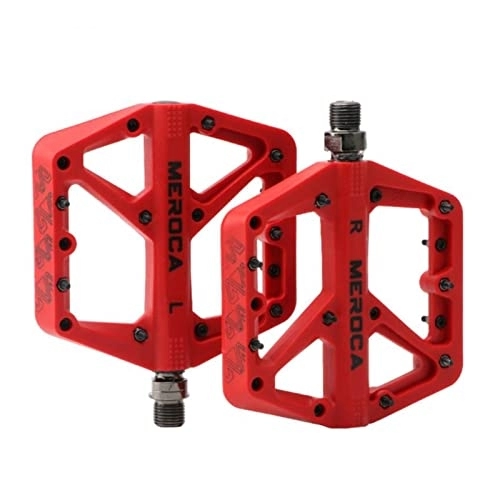 Mountain Bike Pedal : HAIBING Mountain Bike Pedal Nylon Fiber Non-slip Bike Platform Diverse Colors Pedal Bicycle Accessories Replacement upgrade accessories (Color : Red)