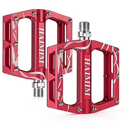 Mountain Bike Pedal : HAIMIM Road Bike Pedals 9 / 16 Sealed Bearing Mountain Bicycle Flat Pedals Lightweight Aluminum Alloy Wide Platform Cycling Pedal for BMX / MTB -Universal Lightweight Aluminum Alloy Platform Pedal (Redss)