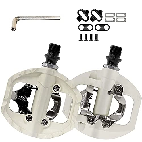 Mountain Bike Pedal : Haoliving MTB Pedals Clipless SPD Self-Locking Pedals Compatible with Shimano SPD Lightweight Nylon Fiber Bicycle Platform Pedals with Cleat Included for BMX MTB Spin Trekking Bike，9 / 16" White