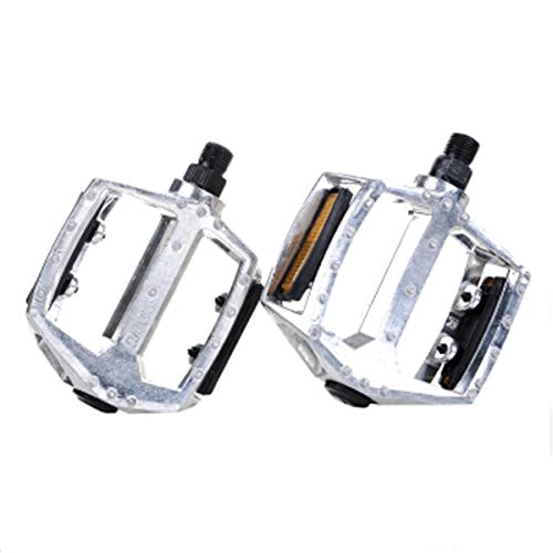 Mountain Bike Pedal : Haoyushangmao Bicycle Pedals Aluminum Alloy Pedals 2 / Package Comfortable Four Colors To Choose From (Color : Silver)