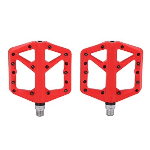 Mountain Bike Pedal : Hapivida Mountain Bike Pedals, Aluminum Alloy Nylon Fiber Bicycle Pedals Anti Slip Bicycle Platform Flat Pedals for MTB and Road Bike 9 / 16inch(Red)