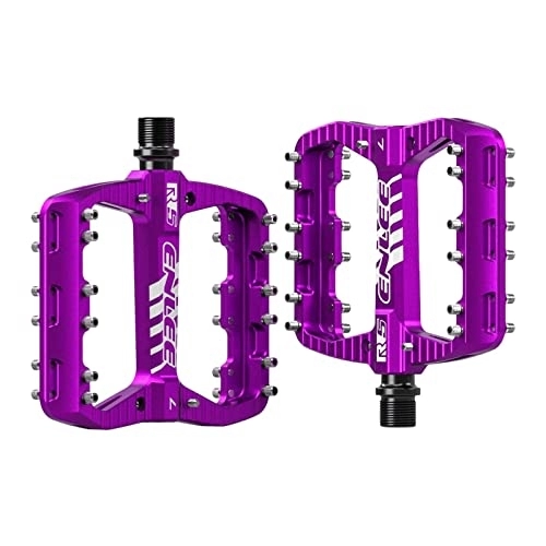 Mountain Bike Pedal : Harilla 2Pcs Mountain Bike Pedals with Anti Skid Nails Sealed Bearings Bicycle Pedals Wide Flat Pedals Lightweight Durable Cycling Parts, Violet