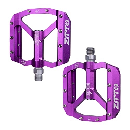 Mountain Bike Pedal : Harilla Bike Pedals Bearings 12mm Axle Lightweight Bicycle Flat Platform Pedal Replacement Parts, Purple
