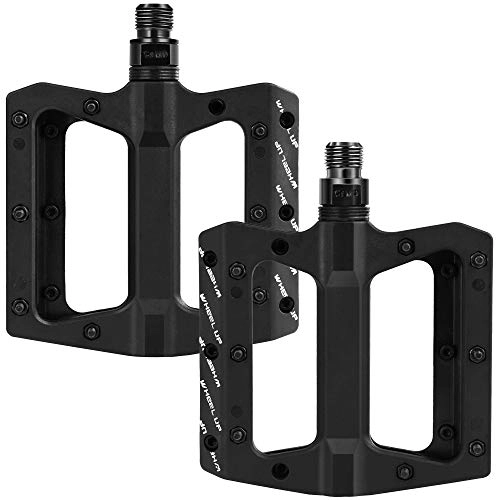 Mountain Bike Pedal : HASAGEI Bicycle Pedals with 16 Anti-Skid Pins Ultra Strong MTB Pedals Aluminum Alloy Flat Bike Pedals for Road Mountain Bike BMX (C)