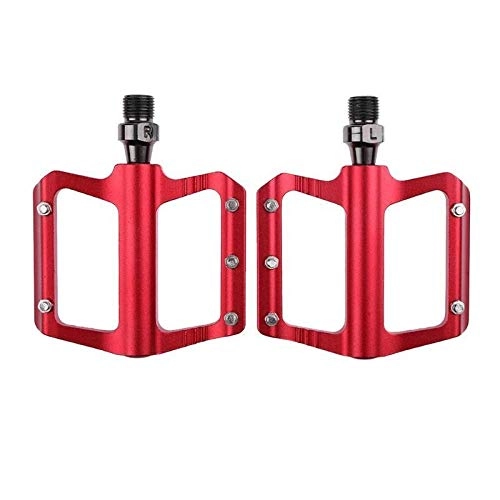 Mountain Bike Pedal : HCHD 1Pair 3-Bearing Ultralight Aluminum Bicycle Pedals Mountain Bike Parts (Color : Red)