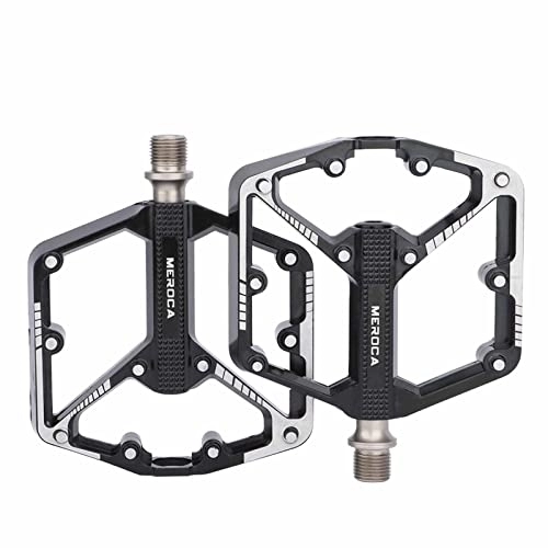 Mountain Bike Pedal : HEIMP 1 Pair Bike Aluminum Alloy Cycling Lightweight Sealed Bearing Flat W / Anti-Skid Pins 3 Bearing Rotation Lubrication for Road Mountain Bike BMX Pedals (Color : Black3)