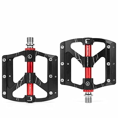 Mountain Bike Pedal : HEIMP Bicycle Cycling Bike, Aluminum Antiskid Durable Mountain Bike Road Bike Hybrid Widen The Pedaling Area Pedals (Color : Schwarz)