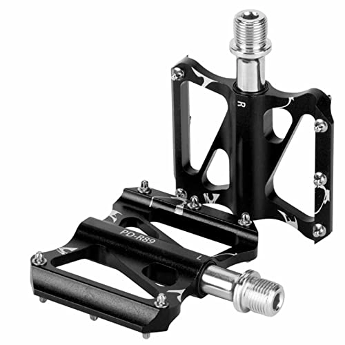Mountain Bike Pedal : HEIMP Bicycle, Mountain Cycling Bike Aluminum Anti-Slip Durable Sealed Bearing Axle for Mountain Bike Road Bicycle Pedals (Color : Schwarz)