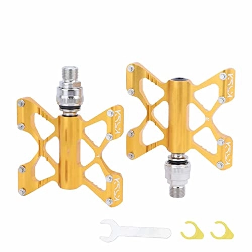 Mountain Bike Pedal : HEIMP Mountain Bike, 3 Bearing Composite Bicycle High-Strength Non-Slip Surface for Road Bikes Flat Bike Pedals (Color : Giallo)